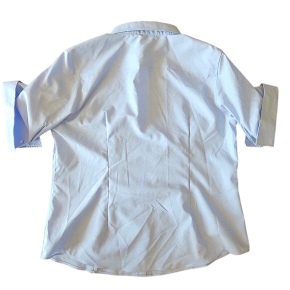 Talbots Short Sleeve Dress Shirt 100% Cotton Blue Button Down, Womens Sz 16, NEW - Picture 6 of 11